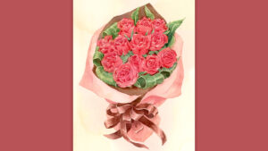 バラのブーケの水彩画紹介ページのサムネイル